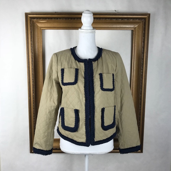 J. CREW quilted Safari Jacket in tan and blue, 10 - Picture 2 of 8